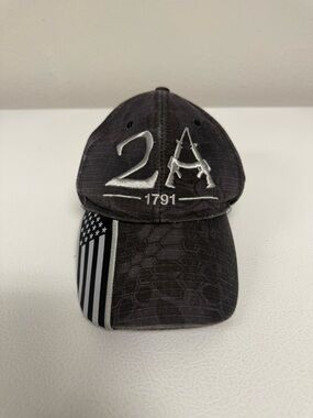 2A USA Overlay 1791 2nd Amendment USA Flag Embroidered Cap Hat Gray Camo OS